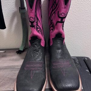 Women's Black and Pink Western Boots